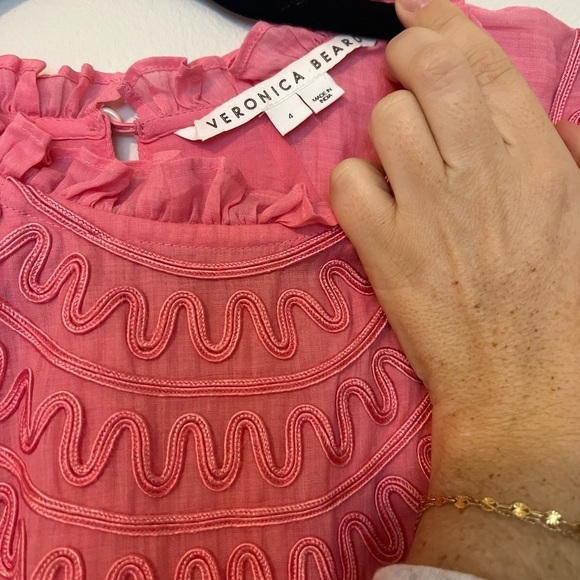 Veronica Beard - $598 Keely Pink Dark Peony Mini Dress Size 4 - Like NEW! - Picture 11 of 14